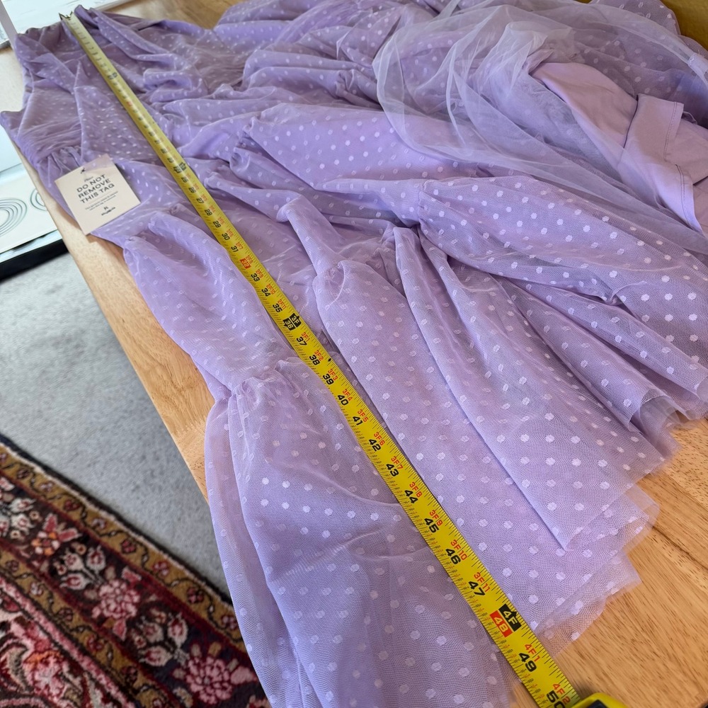 JessaKae Jeanne Dress Plus Size 4X Lavender Purple Swiss Dot Tulle Tiered Midi - Picture 11 of 12